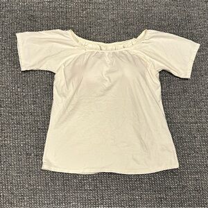 Soft Surroundings Cream Short Sleeve Padded Top
